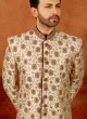 Groom Zardosi Work Golden Sherwani